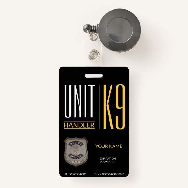 K9 Handler ID Badge (Front with Retractable)
