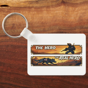 K9 Military Dog The Real Hero Sunset Art Key Ring