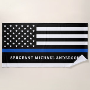 K9 Officer - Police Dog - Thin Blue Line Beach Towel