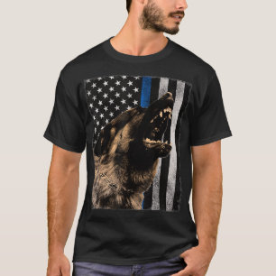 K9 Police Dog Handler Blue Line German Sheperd T-Shirt