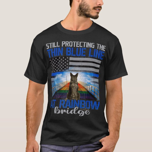 K9 Police  Fallen Police Dog Protecting Thin T-Shirt (Front)