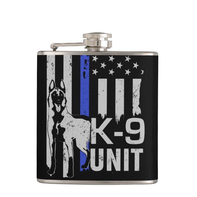 K9 Unit - Belgian Malinois Hip Flask (Front)