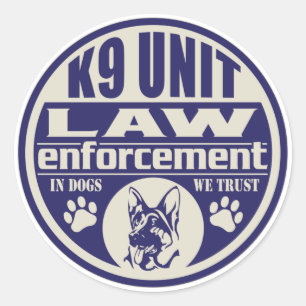 K9 Unit In Dogs We Trust Blue Classic Round Sticker