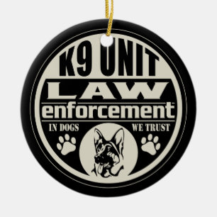 K9 Unit In Dogs We Trust Ceramic Tree Decoration