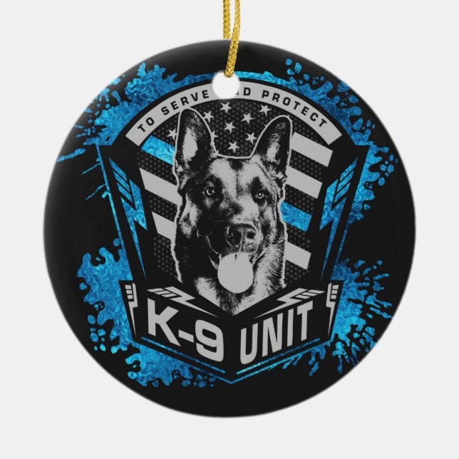 K9 Unit  - Malinois - Belgian shepherd Ceramic Tree Decoration (Front)