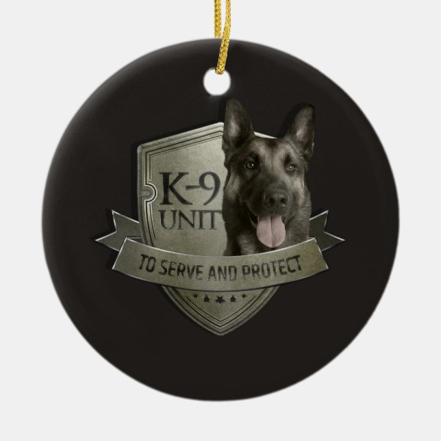 K9 Unit  - Malinois - Belgian shepherd Ceramic Tree Decoration (Front)