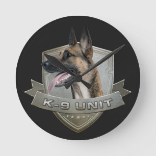 K9 Unit - Malinois - Belgian shepherd Round Clock