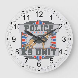 K9 Unit Police German Shepherd Large Clock