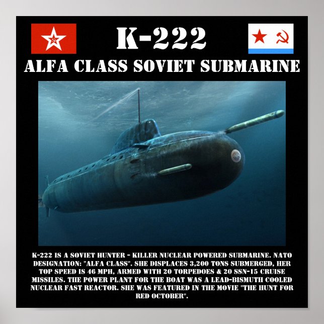 K-222 Soviet Alfa Class Submarine Print (Front)