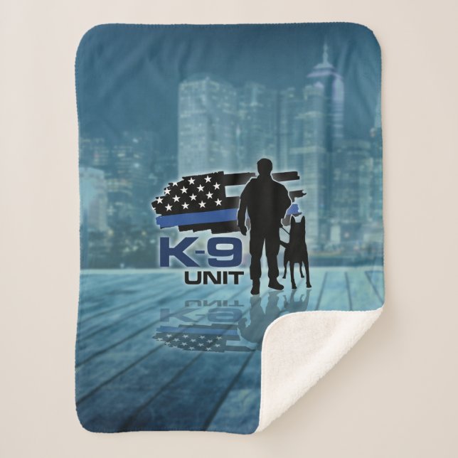 K-9 Unit  -Police Dog - Malinois Sherpa Blanket (Front)