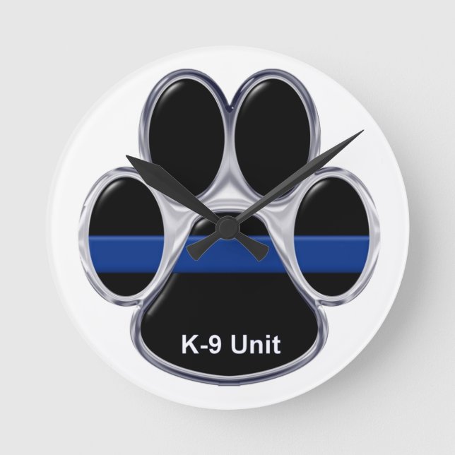 K-9 Unit Thin Blue Line Round Clock (Front)