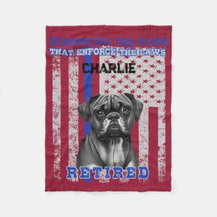 K-9 Veteran Boxer Working Dog Personalised Fleece Blanket