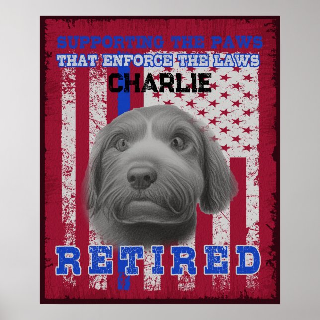 K-9 Veteran Working Spanish Water Dog Personalised Poster (Front)