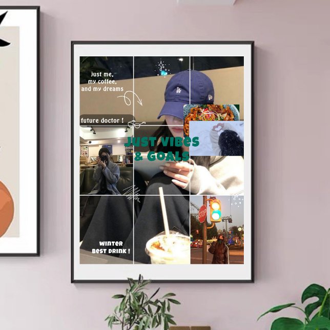 K-Aesthetic Winter Moodboard Cozy Café Collage Poster (Creator Uploaded)