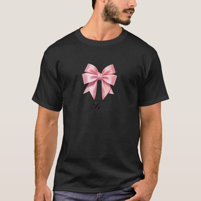 K Bow Coquette bow girlcore Y2K aesthetic T-Shirt (Front)