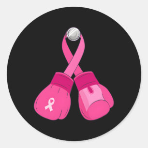 K Boxing Gloves Breast Cancer Awareness Fight Symb Classic Round Sticker