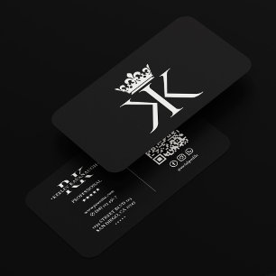 K Crown Black White Modern Professional Modern Business Card