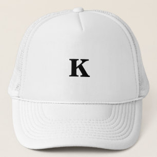 K Custom Logo Monogram or Initial White colour Trucker Hat
