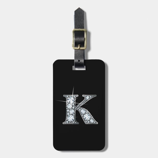 K "Diamond Bling" Luggage Tag (Front Vertical)