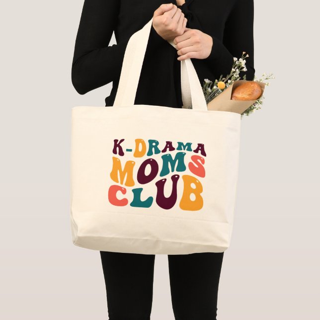 K-Drama Moms Club Souvenir Retro Style Groovy Large Tote Bag (Front (Product))