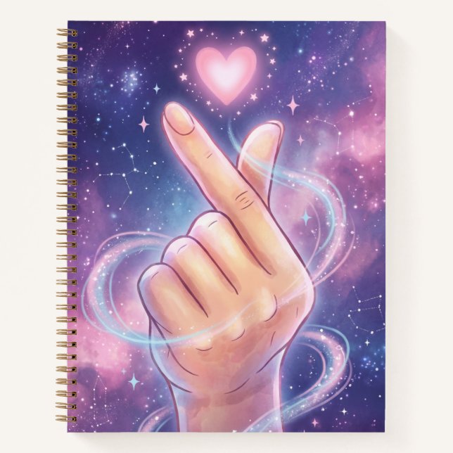 K-fan aesthetic Finger Heart Spiral Notebook (Front)