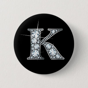 "K" Faux-"Diamond Bling" Button