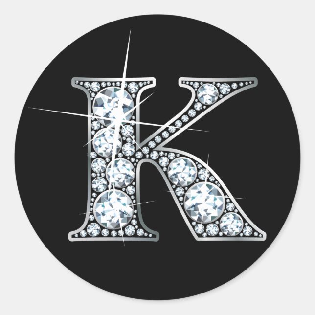 "K" Faux-"Diamond Bling" Sticker (Front)
