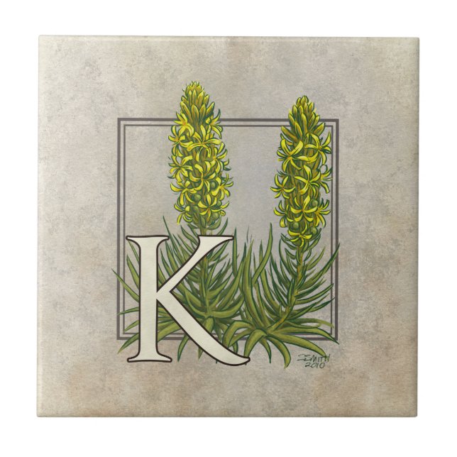 K for King's Spear Floral Monogram Art  Tile (Front)