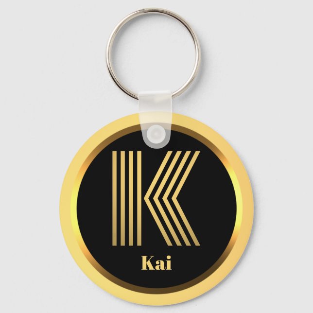 K Gold Monogrammed Letter Personalised Keychain (Front)