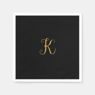 K gold on black monogram napkin