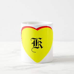 "K" Heart Yellow Red Wedding Invitation The MUSEUM Coffee Mug