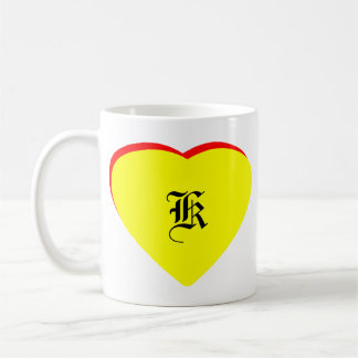 "K" Heart Yellow Red Wedding Invitation The MUSEUM Coffee Mug