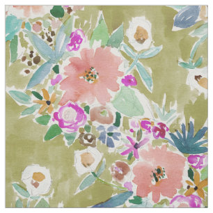 K.I.S.S. Colourful Floral Watercolor Fabric