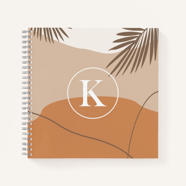 K - Initial Monogram Letter K Abstract Design Notebook (Front)