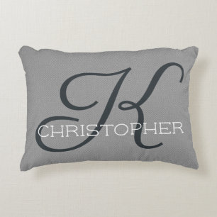K Initial Personalised Name Black White Grey Decorative Cushion