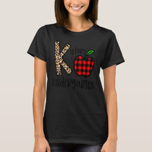 K Is For Kindergarten Teacher Leopard Apple Back T T-Shirt