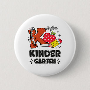 K Is For Kindergarten Teacher Leopard Back To Scho 6 Cm Round Badge