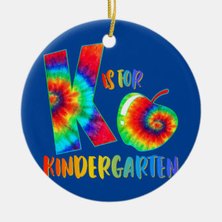 K Is For Kindergarten Tie Dye Teacher Student Ceramic Tree Decoration