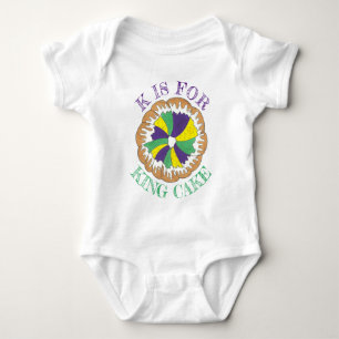 K IS FOR KING CAKE New Orleans Mardi Gras NOLA Baby Bodysuit