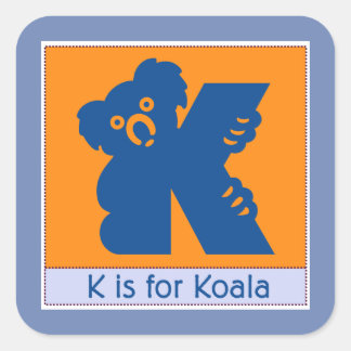 K Is For Koala Animal Alphabet for Kids Square Sticker