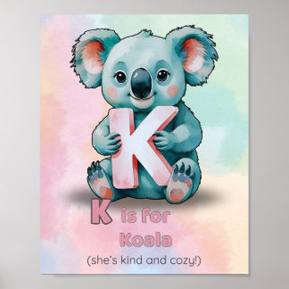K is for Koala – Cute Alphabet Wall Art for Nurser
