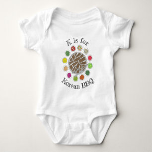 K is for Korean BBQ Barbecue Alphabet ABCs Foodie Baby Bodysuit