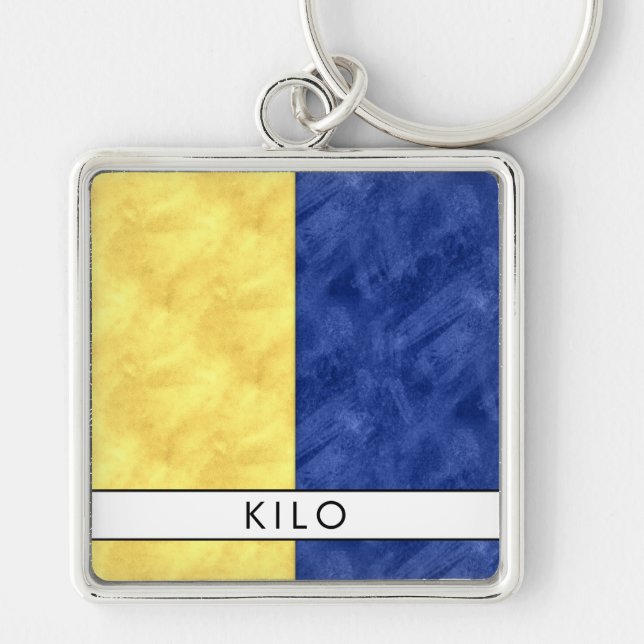 K Kilo Nautical Signal Flag + Your Name Key Ring (Front)