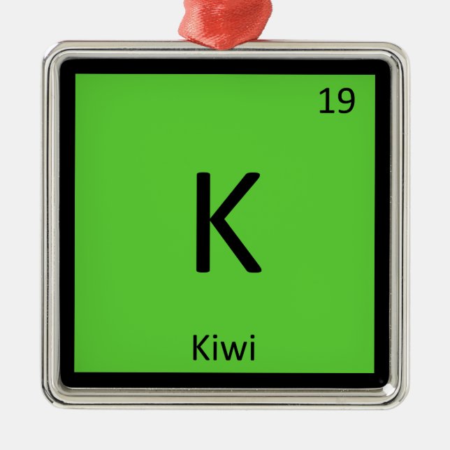 K - Kiwi Fruit Chemistry Periodic Table Symbol Metal Tree Decoration (Front)