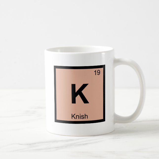 K - Knish Chemistry Periodic Table Symbol Coffee Mug (Right)