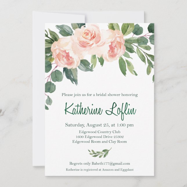 K L Bridal Shower Invitation (Front)