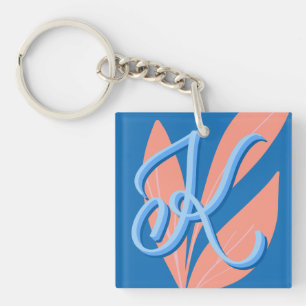 K -  Modern hand lettered monogram Key Ring