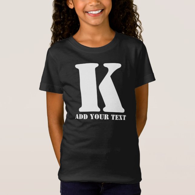 K  Monogram Classic Trendy Custom Kids Template T-Shirt (Front)