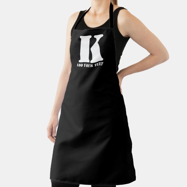 K  Monogram Classic Trendy Custom Wedding Templa Apron (Insitu)