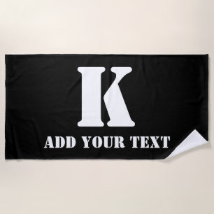 K  Monogram Classic Trendy Custom Wedding Templa Beach Towel
